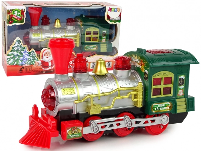 Locomotiva di Natale Verde con Luci e Suoni a Batteria