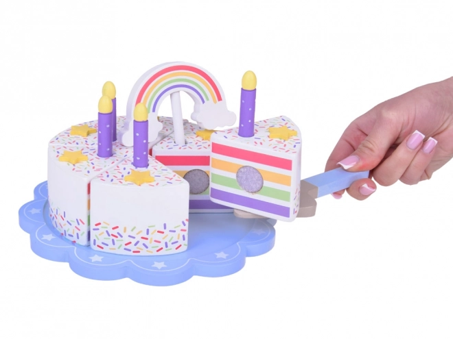 Torta di compleanno in legno a fette per bambini