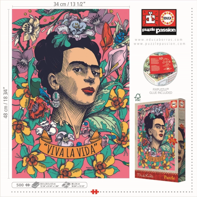 Puzzle Frida Kahlo Viva la Vida 500 Pezzi