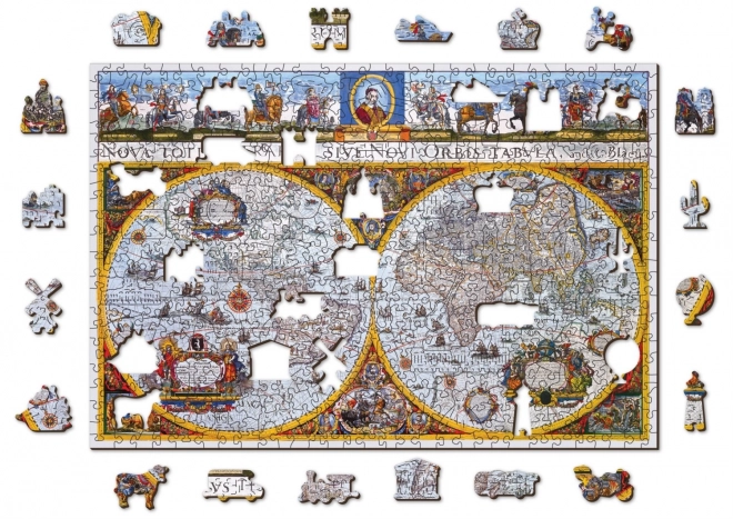 Puzzle di legno Mappa Antica Nova Terrarum 2 in 1