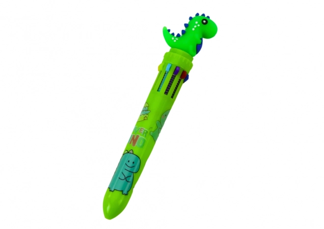 Penna multicolore con dinosauro automatico 10 colori