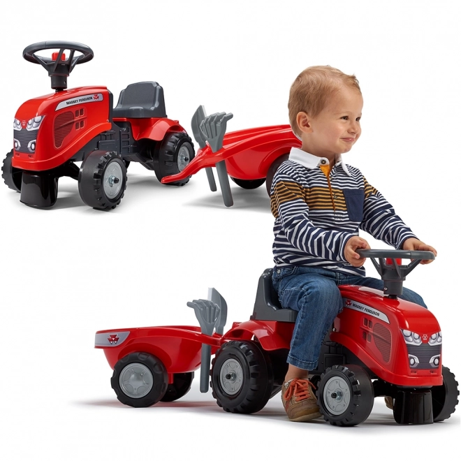Trattore a spinta Massey Ferguson rosso con volante