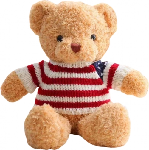Orso di peluche in maglia a righe crema 32 cm