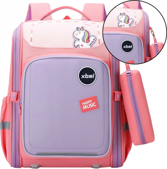 Zaino scolastico pastello con unicorno e elementi riflettenti