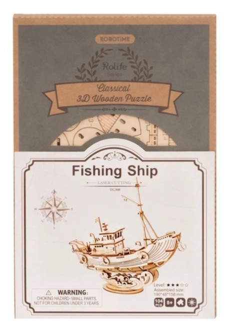 Puzzle 3D in Legno Barca da Pesca