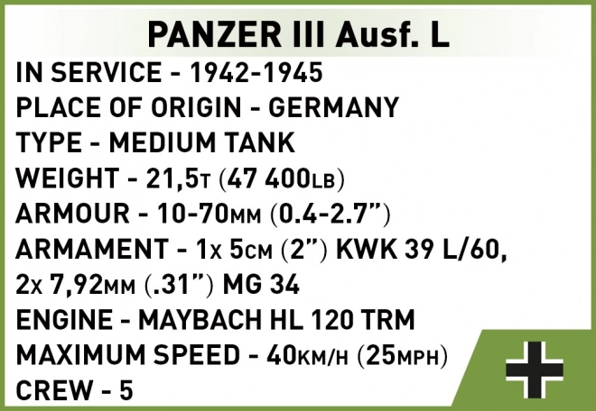 Cobi Panzer III Ausf.L modello di costruzione