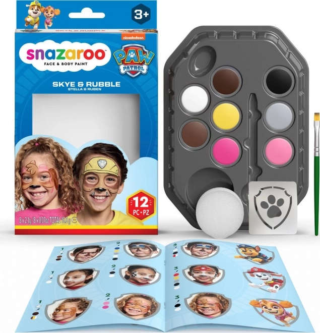 Set di colori per il viso Paw Patrol di Snazaroo: Skye e Rubble