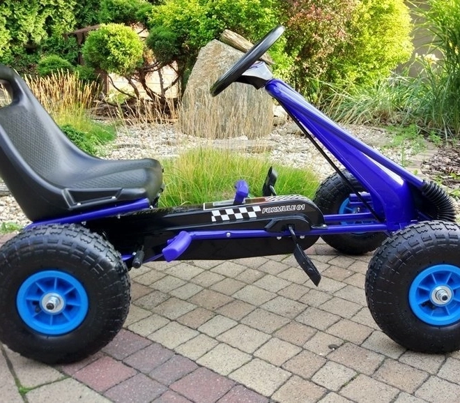 Kart a pedali + Pneumatici gonfiabili + Sedile regolabile – Blu