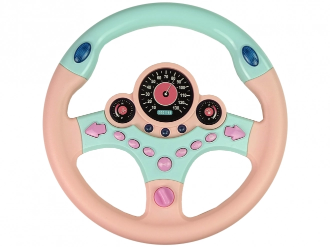 Volante Interattivo Rosa con Suoni e Luci
