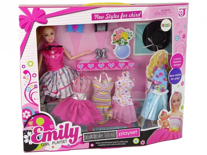 Bambola per Bambini Emily con Accessori e Abiti Sostituibili