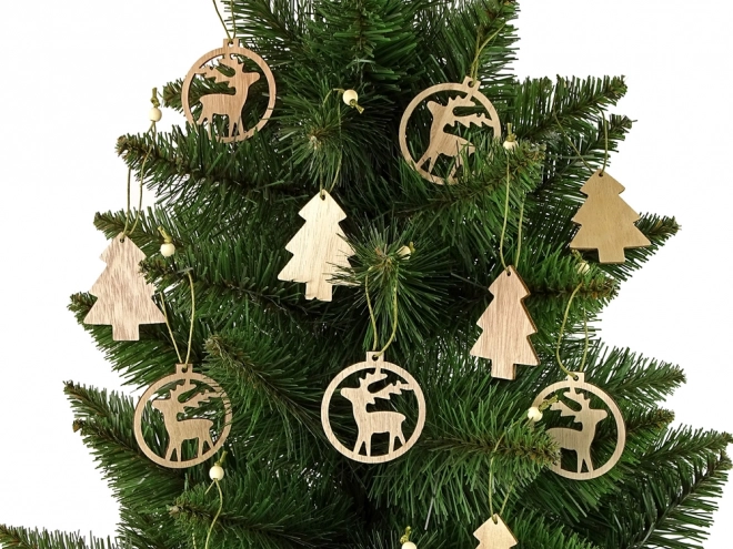 Decorazioni Natalizie in Legno per Albero e Renna 12 Pezzi