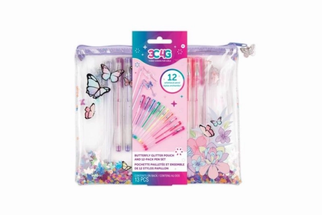 Penne Gel Scintillanti, 12 Pezzi - Butterfly