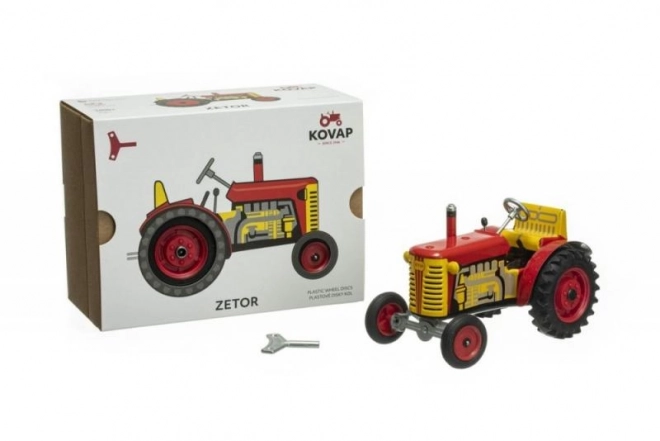 Trattore Zetor rosso a carica manuale 14cm in metallo