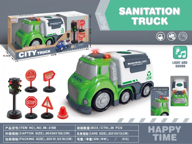 Woopie Camion della Nettezza Urbana City Truck Effetti Sonori e Luminosi