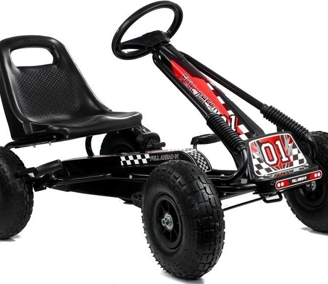 Kart a pedali + Pneumatici gonfiabili + Sedile regolabile – nero