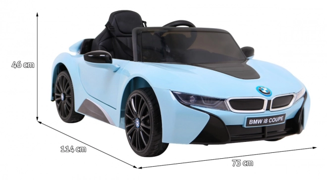 BMW I8 Lift Auto a Batteria Blu + telecomando + avvio lento + cinture a 3 punti + MP3 USB + LED