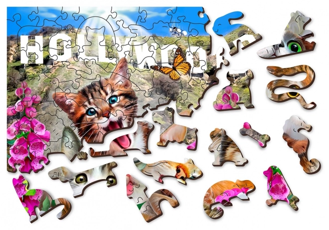 Puzzle in legno Gattini a Hollywood 2-in-1