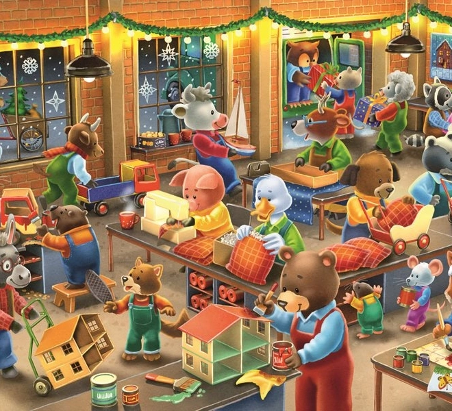 Ravensburger puzzle Magia di Natale nella fabbrica di giocattoli 2x12 pezzi