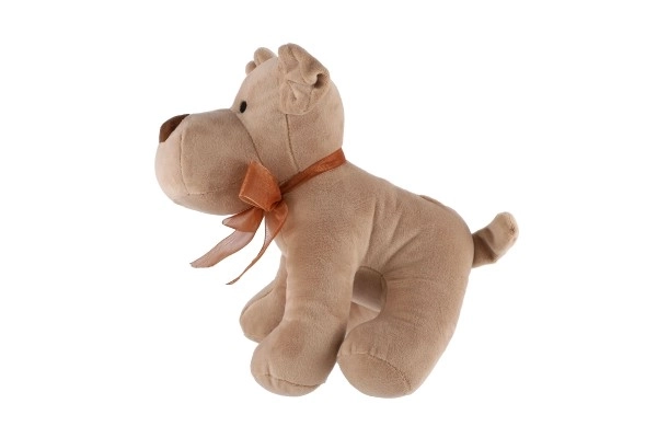 Cane Peluche Seduto con Fiocco Marrone 23cm