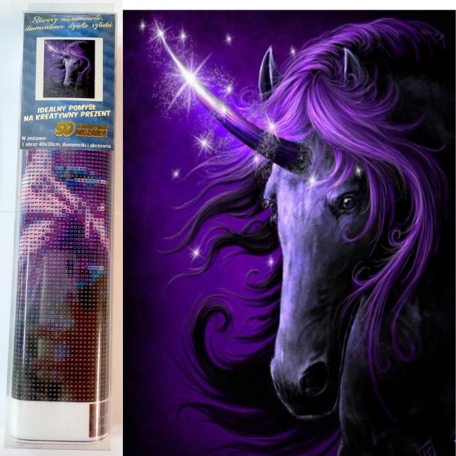 Pittura Diamante Unicorno Viola 30x40cm