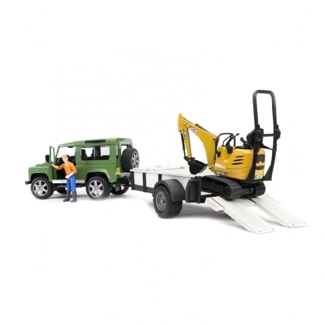 Land Rover con Rimorchio e Mini Escavatore JCB