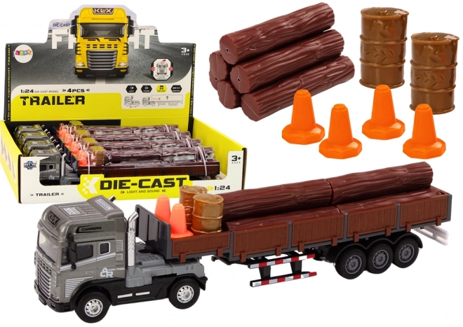 Camion Con Rimorchio Tronchi In Legno Scala 1:24 Suoni E Luci