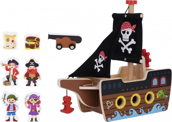 Nave pirata in legno con figurine Tooky Toy