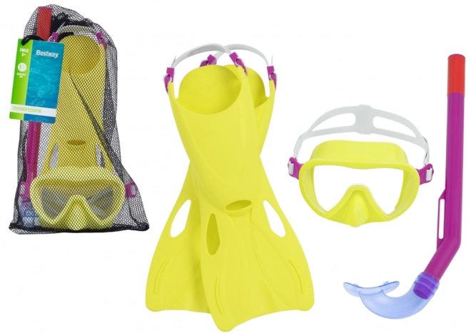 Set da immersione Bestway maschera gialla, pinne, tubo 25039