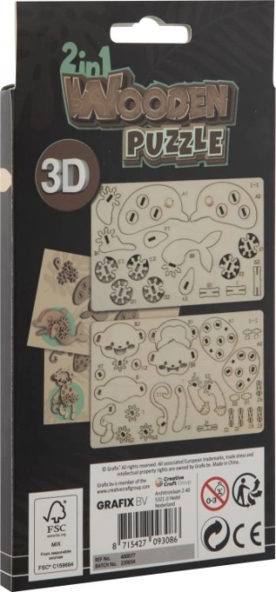 Puzzle 3D in legno Opice e Delfino