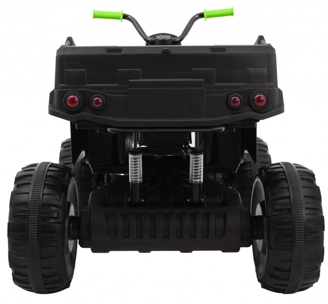 Quad XL ATV 2,4GHz a batteria per bambini nero/verde + telecomando + trazione 4x4 + portabagagli + avvio lento + EVA + LED audio
