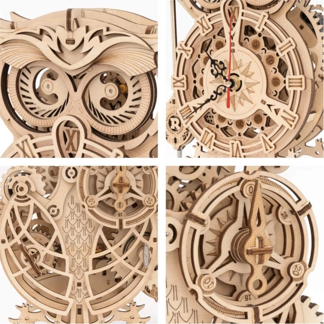 Puzzle 3D in legno Robotime Rokr Orologio da tavolo con timer Gufo 161 pezzi