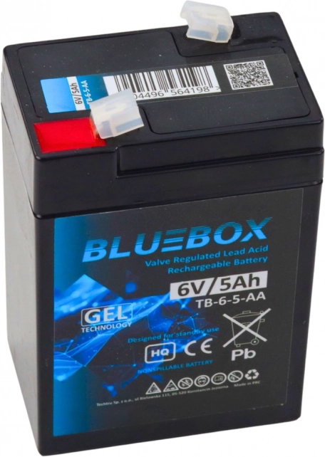 Accumulatore Bluebox GEL VRLA AGM 6V 5Ah per auto a batteria