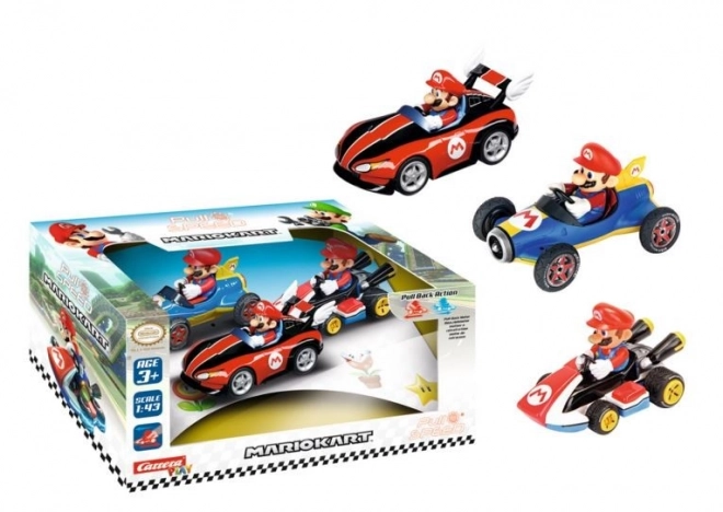 Set di veicoli Mario Kart a 3 pezzi Pull&Speed