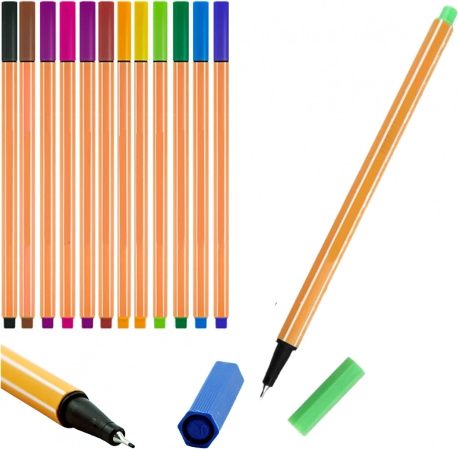 Set di penne sottili colorate 0,4 mm - 12 pezzi