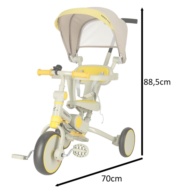 Triciclo per bambini giallo-nero con parasole