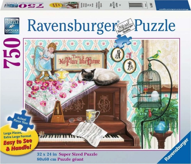 Puzzle Ravensburger grande formato: gatto sul pianoforte 750 pezzi