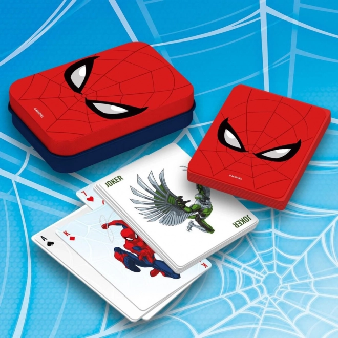 Carte da gioco di Spider-Man in scatola di latta