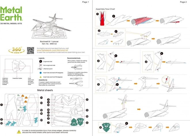 Puzzle 3D Metal Earth Bombardiere Rockwell B-1 Lancer