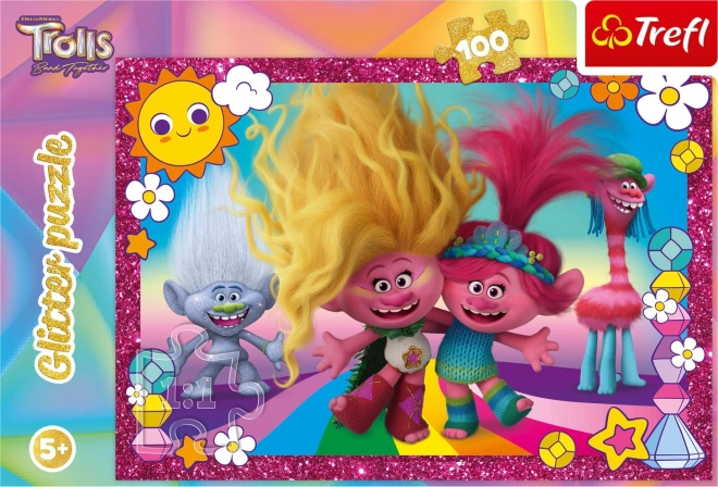 Puzzle Scintillante TROLLS 3 100 Pezzi