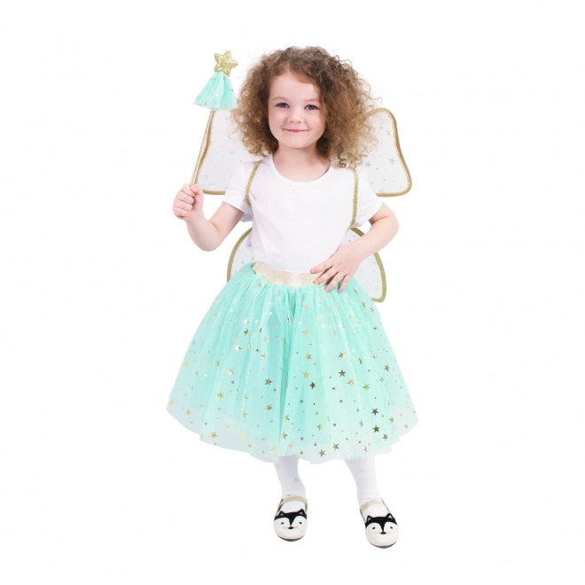 Costume Bambina Fata Verde con Bacchetta e Ali