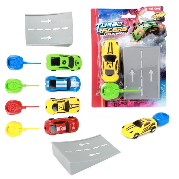 Auto con rampa a molla in plastica 9 cm varie colorazioni