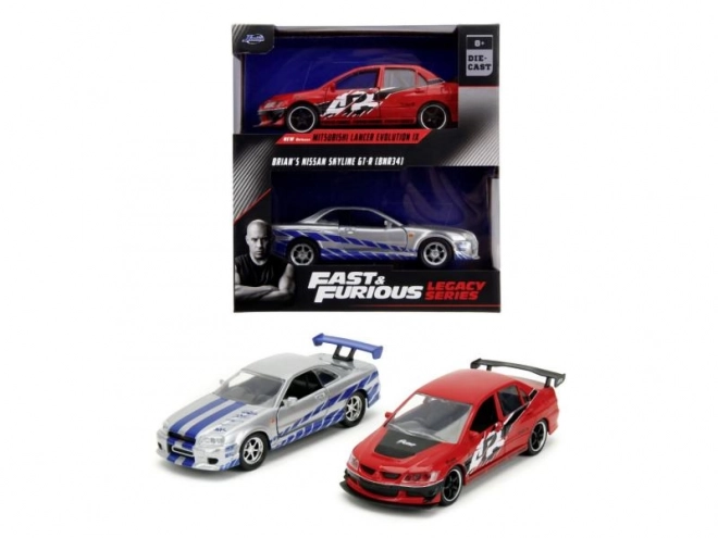 Macchinine da collezione Fast & Furious 2006 Mitsubishi Lancer Evo IX e 2002 Nissan Skyline GTR R34