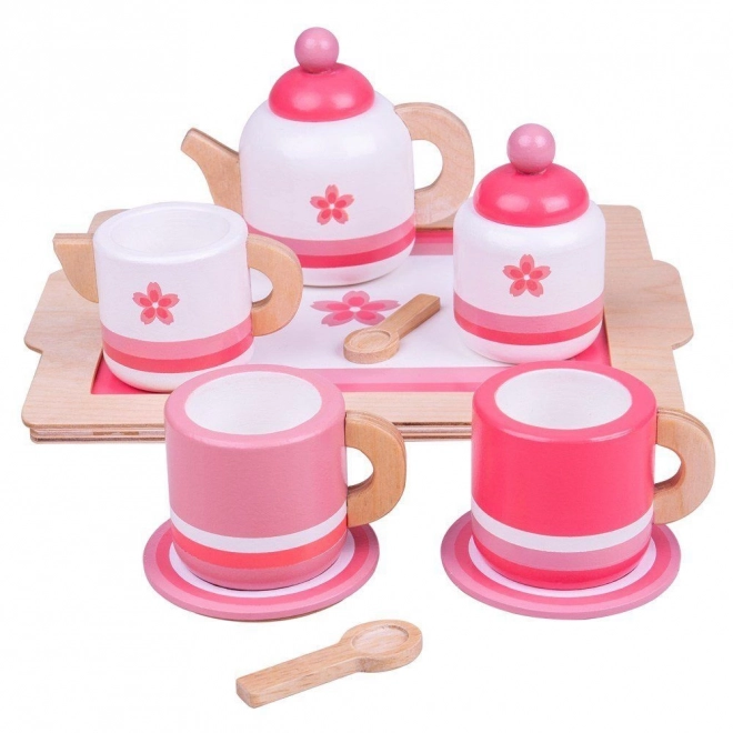 Set da tè in legno rosa Bigjigs Toys