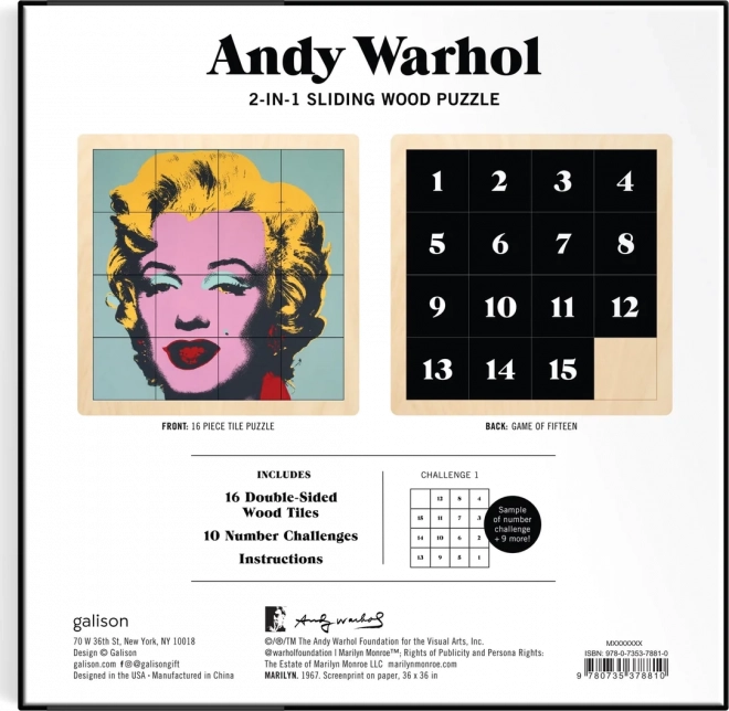 Puzzle scorrevole in legno Andy Warhol: Marilyn 2 in 1