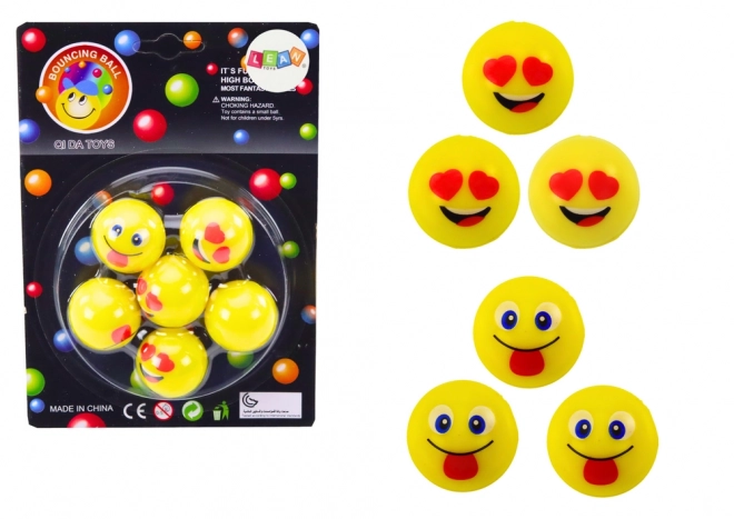 Set di palline rimbalzanti Emoji gialle - 6 pezzi