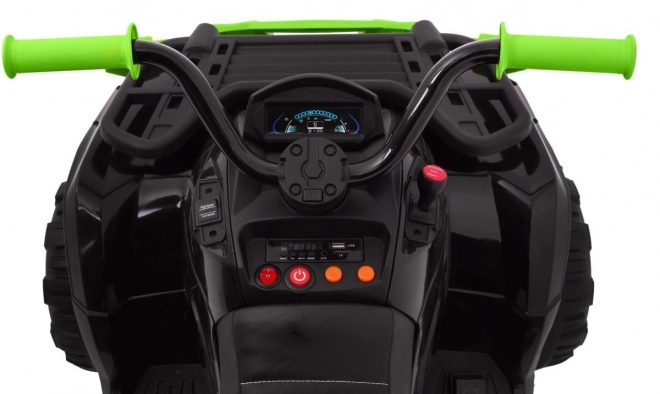 Quad XL ATV 2,4GHz a batteria per bambini nero/verde + telecomando + trazione 4x4 + portabagagli + avvio lento + EVA + LED audio