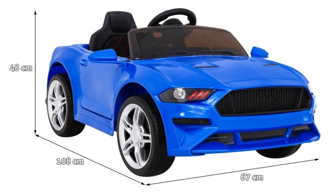 GT Macchina sportiva giocattolo a batteria per bambini blu + telecomando + partenza lenta + portapacchi + LED MP3
