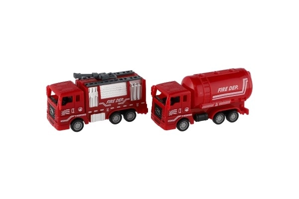 Camion dei pompieri in plastica con retrocarica 11 cm