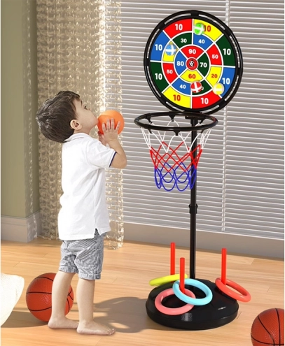 Set sportivo divertente 3 in 1: Canestro da basket e accessori