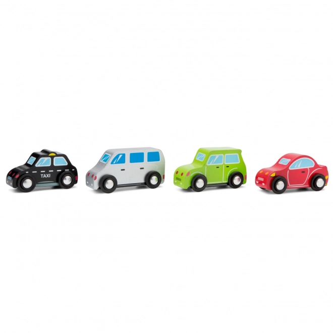 Set di Mini Automobili in Legno - 4 Pezzi